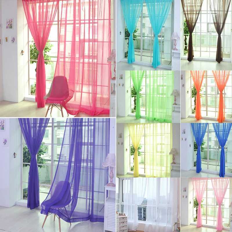 Curtain Christmas Transparent Window Gauze Solid Color Wedding Glass Gauze Household Products Light Luxury Style Easy to Install Curtains Supplies Y25