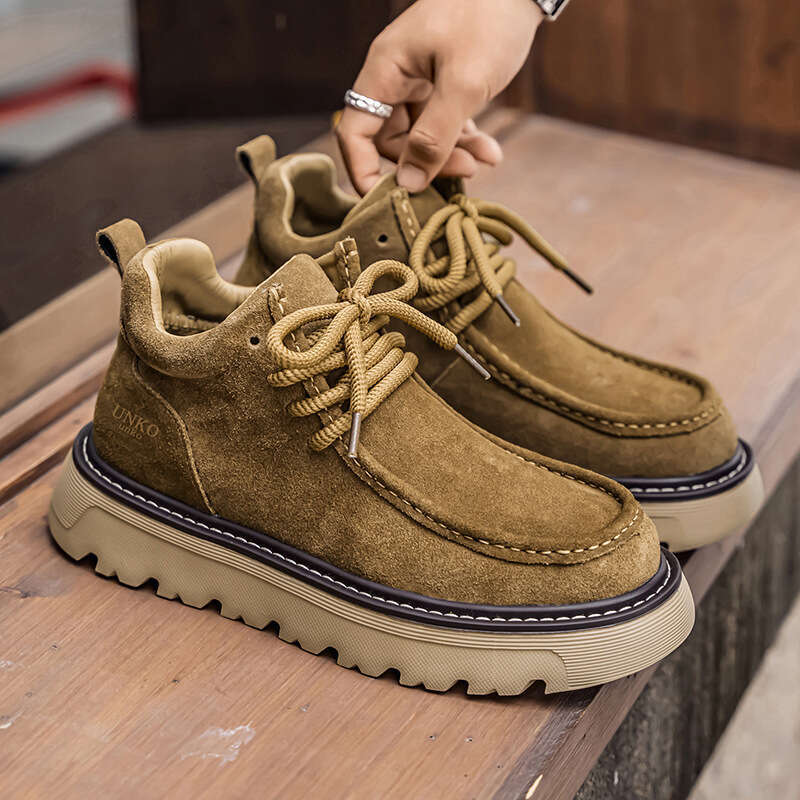 Free shipping designer new Autumn Winter High Top 2025 New Suede Thick Sole Sneakers Fashion Trendy Men's Versatile Sports Casual Shoes without b