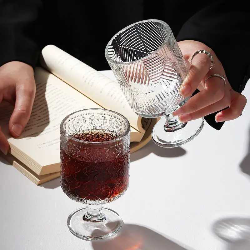 Vintage ins Wind Sunflower glass high appearance level wine glass design sense drink juice stemware glass C251126