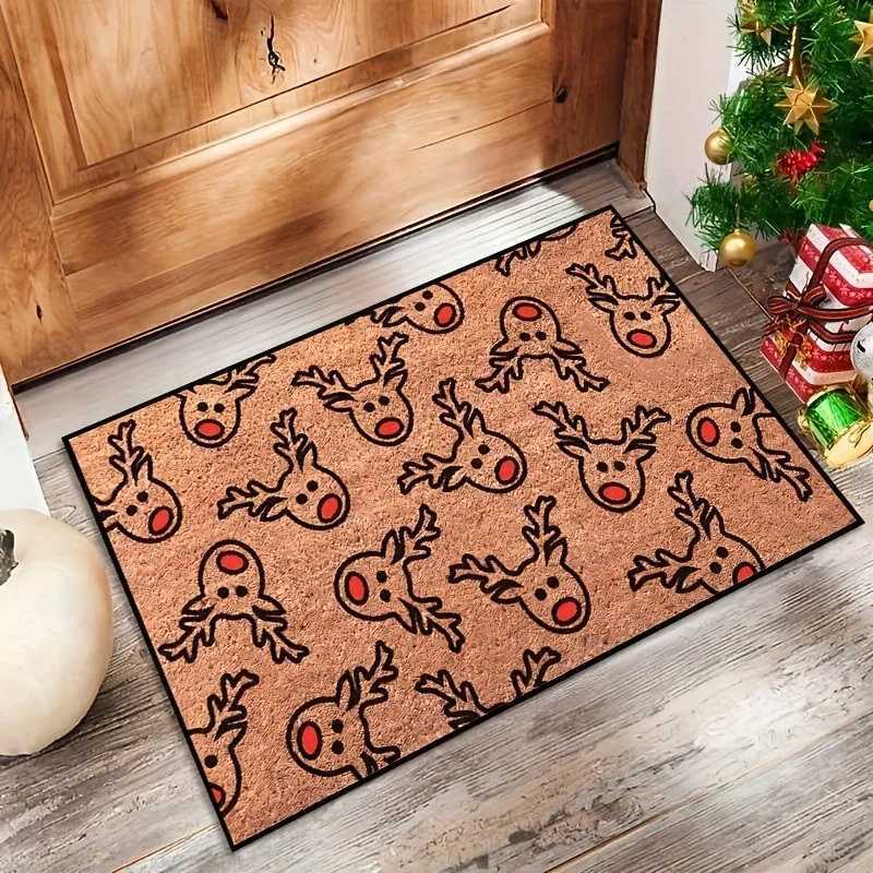 Christmas Cartoon Reindeer Pattern New Entrance Floor Mat Bathroom Absorbent Foot Door Mat Entrance Door Mat DecorationM251126