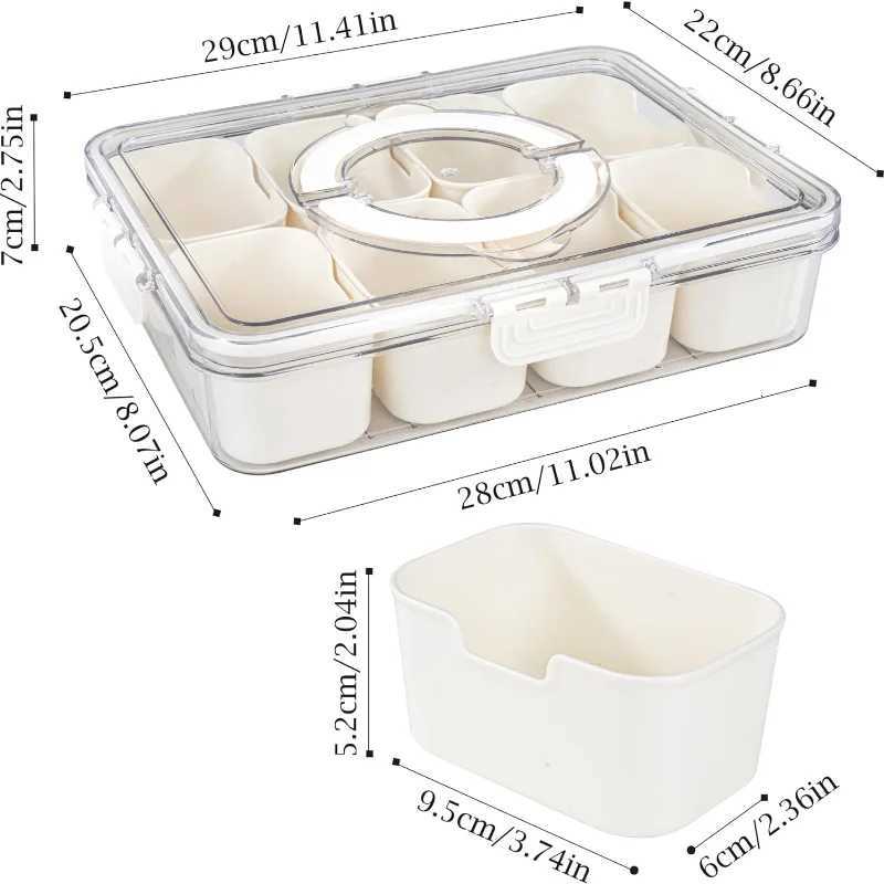 8 Grids Divided Serving Tray Storage Box Kitchen Portable Sub-format Seasoning Separator Box Fresh-keeping Snack Fruits Food Box Y251126