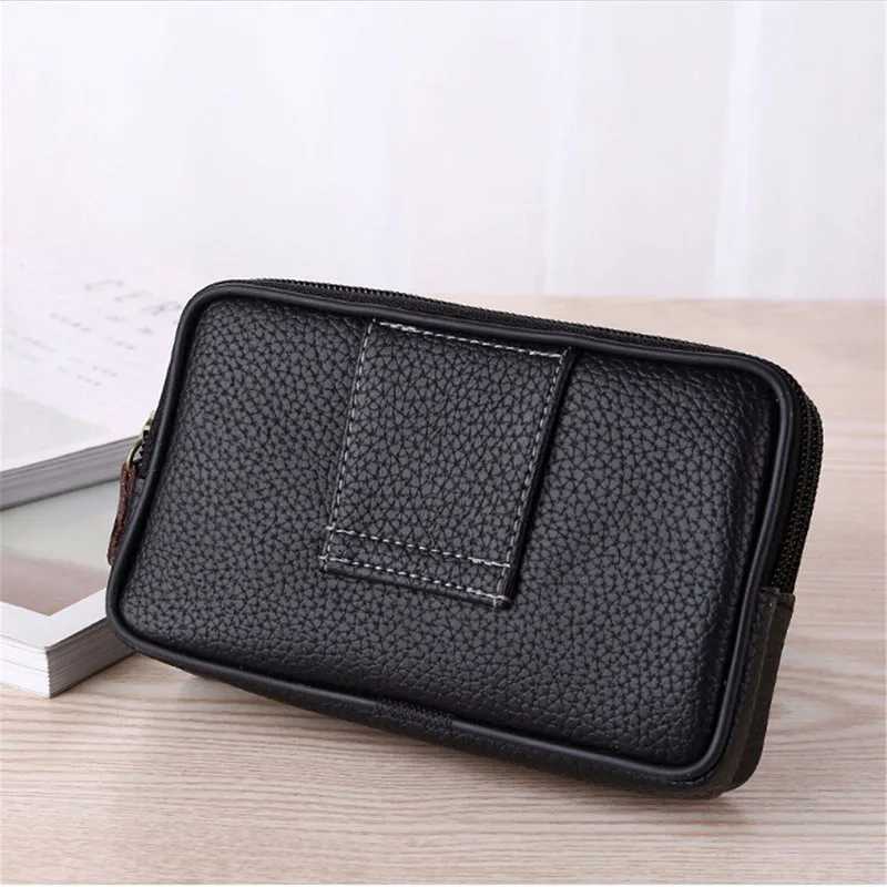 Mobile Phone Waist Bag For Men Testificate Belt Bag Leather Coin Purse Strap Pocket Cellphone Bag Clutch Bag Belt Waist PacksT251126