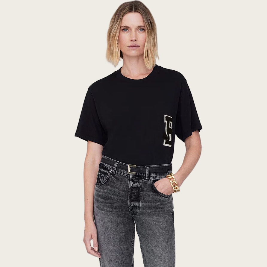 25ss Women Designer T Shirt Embroideried Letters Tee Summer Black Short-sleeved T-shirt Cotton Loose AB Tops