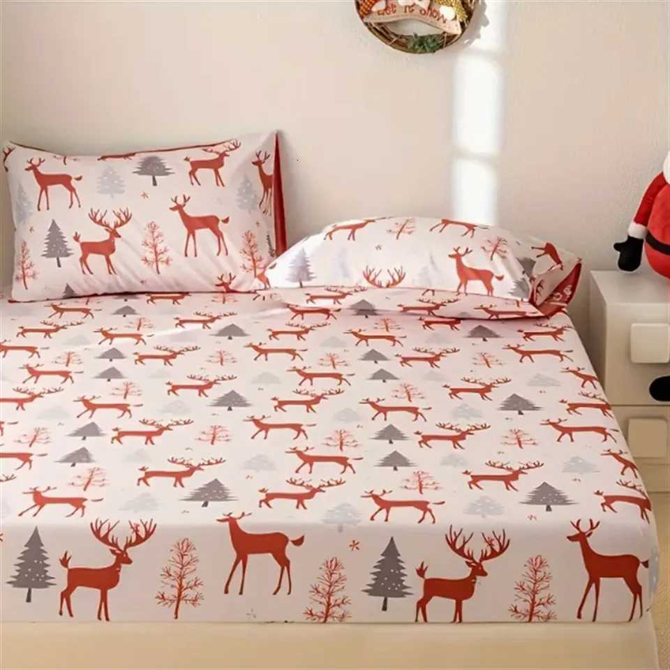 Christmas Christmas Theme Santa Hat Design 3-Piece Bedding Set-100 Polyester Microfiber Machine Washable Mattress Cover Durable Sheet Y251126