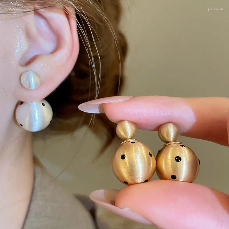 Stud Earrings Minar Trendy Dot Enamel Metallic Ball Double-sides For Women 18K Real Gold Silver Plated Copper Daily Jewelry