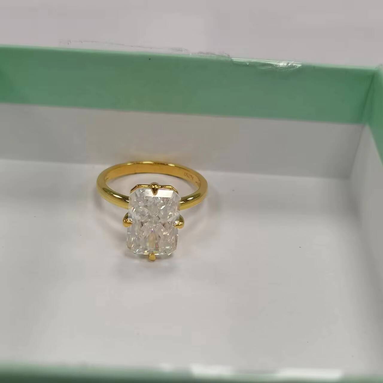 Fancy Gem 14k Yellow Gold Radiant Solitaire 2CTW Lab Moissnaite Diamond Band Wedding Ring for Women