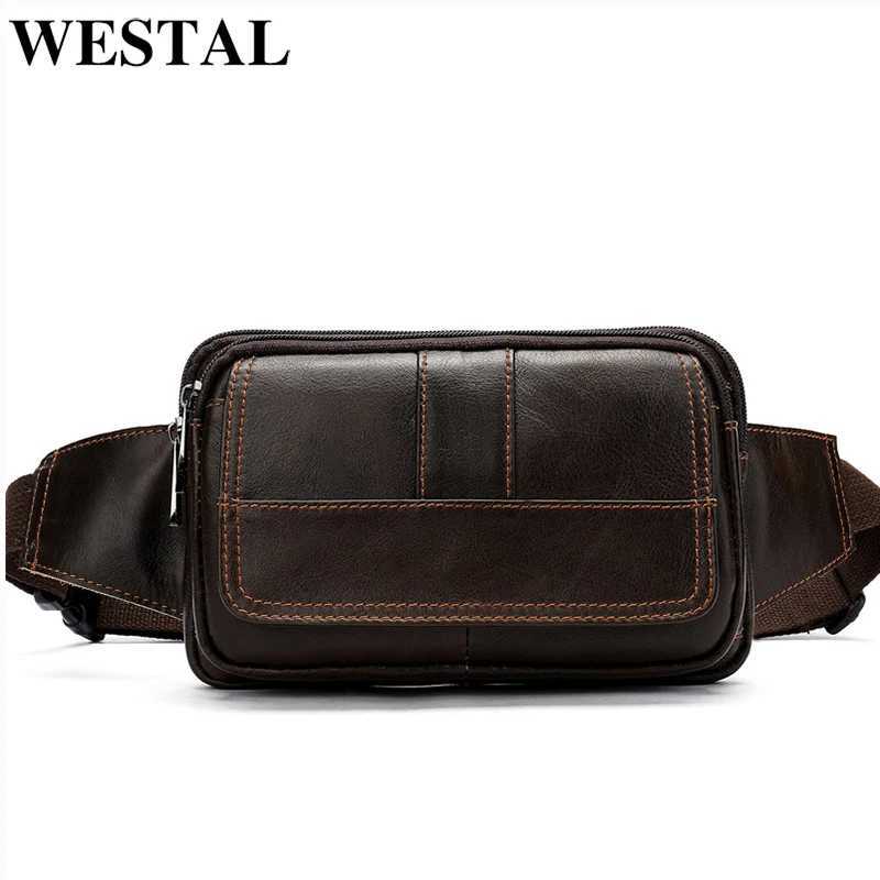 WESTAL Mens Waist Bags Genuine Leather Male Fanny Pack Phone Belt Bag Men Hip Bags Pouch Money Belt Bags Sport Waist Pack 8966T251126