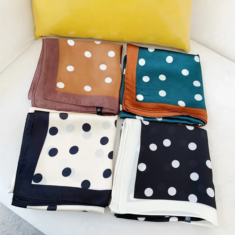 7070cm Fashion Handkerchief Dot Print Silk Satin Neck Scarf For Women Small Shawls Hair Scarfs Female Bag Scarves For Ladies 251125