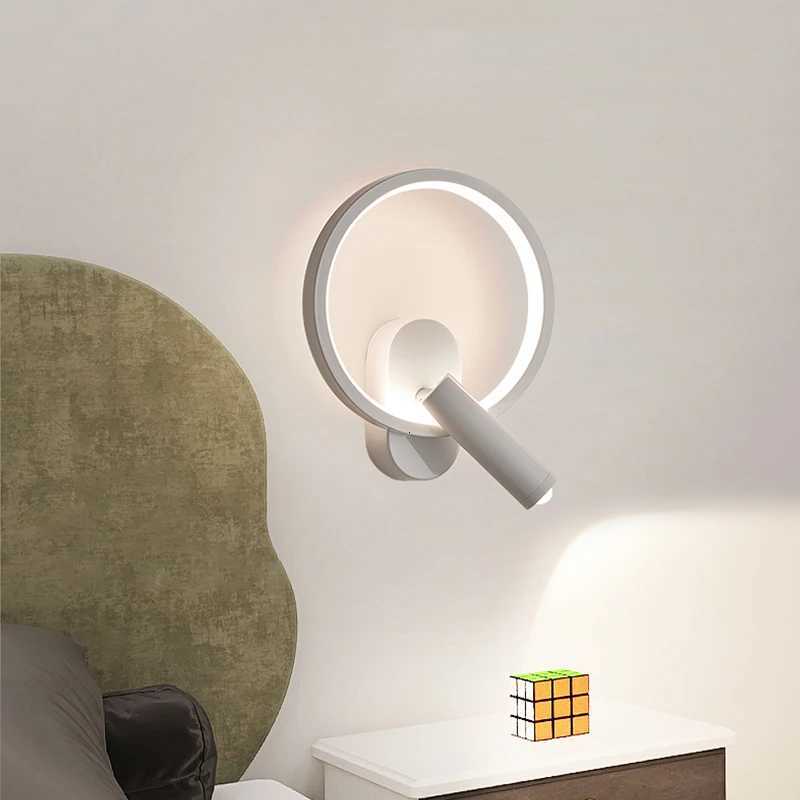Wall Lamp with Spotlights 2023 New Minimalist Bedroom Bedside Reading Light Rotating Background Indoor Wall Light M251126