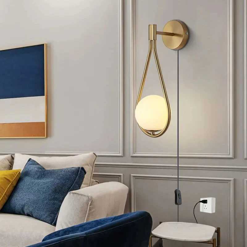 Black Copper Indoor LED Wall Lights with Plug Switch for Bedroom LED Wall Lamps with G9 Bulb Wall Sconce Decor for Corridor M251126