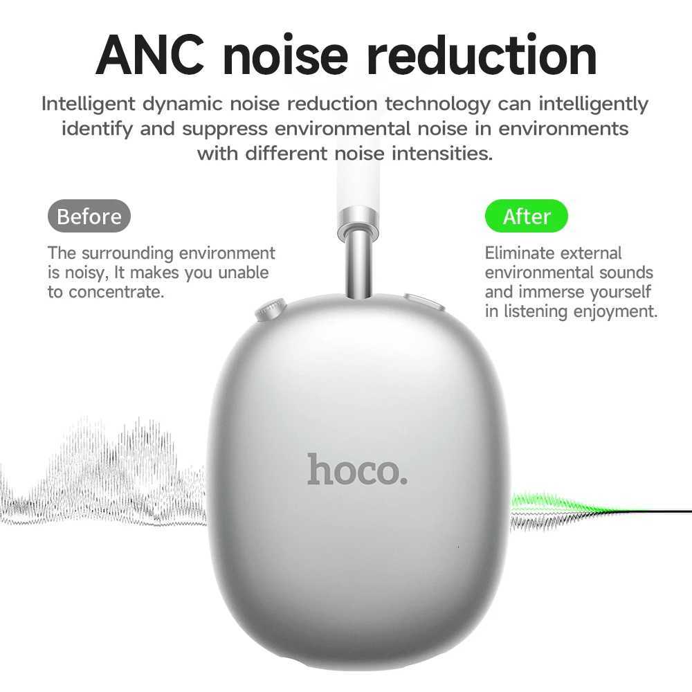 HOCO W55 Plus ANC Noise Reduction Over-ear 54 Headphones Wireless Sport Headset Head mounted For Smart Phone AUX modeM251126