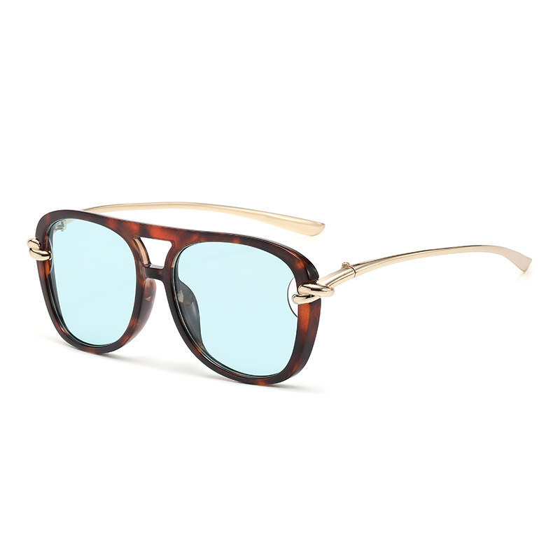 New European & American Style Fashionable Double-Bridge Sunglasses Unisex Metal UV Protection Trendy Street Style Sunglasses