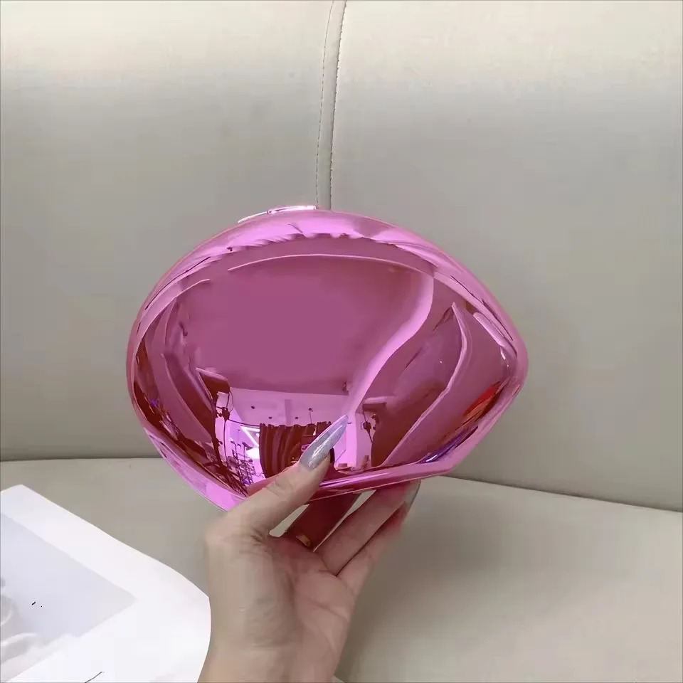 Metal Shell Shape Clutch Bag Smooth Mirror Surface Womens Evening Party Purse Handbag Silver Gold Cute Wholesale 250425
