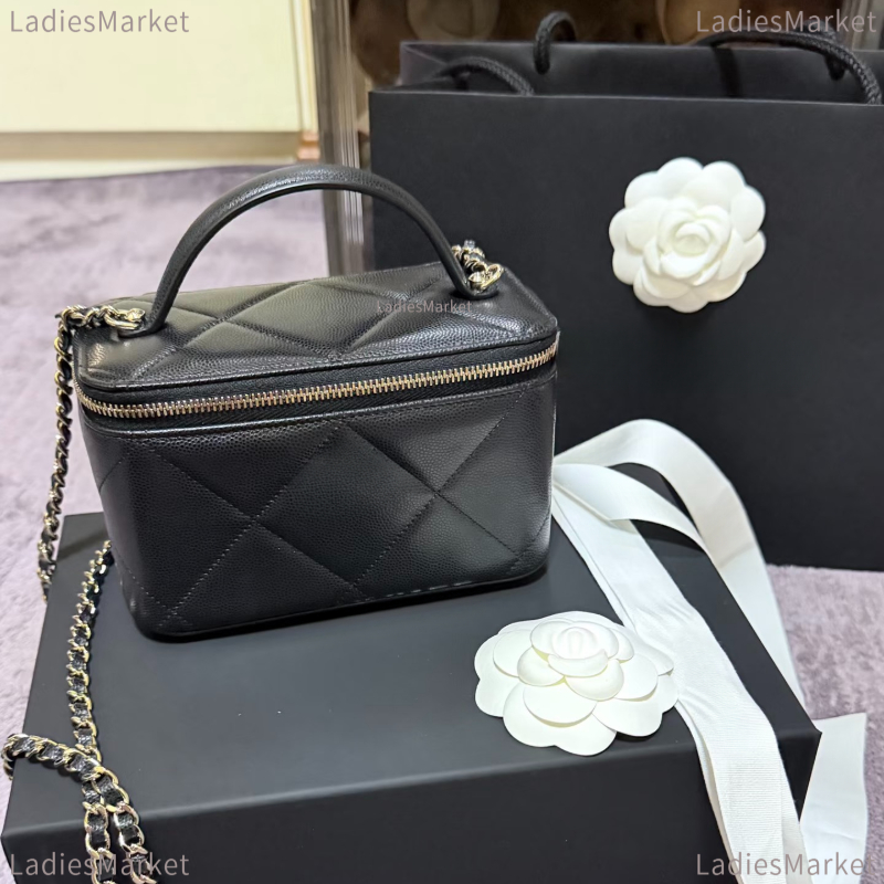 Makeup Bag Vanity Bag Box Bag Caviar Flap Bag Top Quality Vanity Case Bag Women Shoulder Bag Genuine Leather Top Handbag Metal Chain Zipper Mini Designer Crossbody Bag