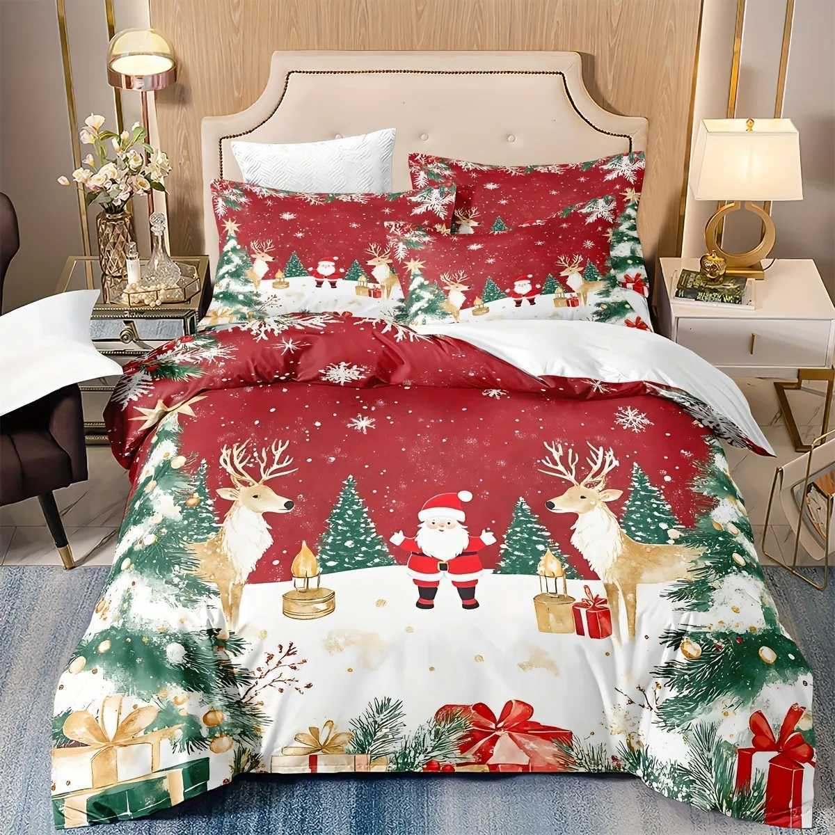 Christmas Christmas Santa Claus Bedding Set 3D Printed Duvet Cover Set Soft Single Double Size Bed Set 2026 Christmas Home Decorations Y251126