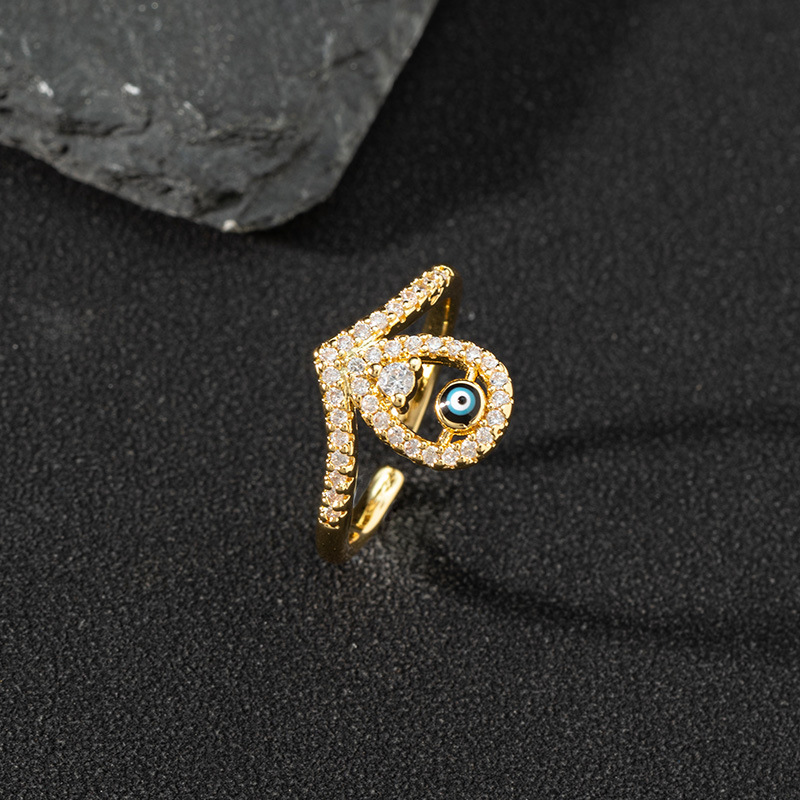 New Bohemia Lucky Turkish Blue Evil Eye Rings Dripping Oil Open Adjustable Finger Rings for Women Jewelry Gift High quality gold designer diamond ring - view 3
