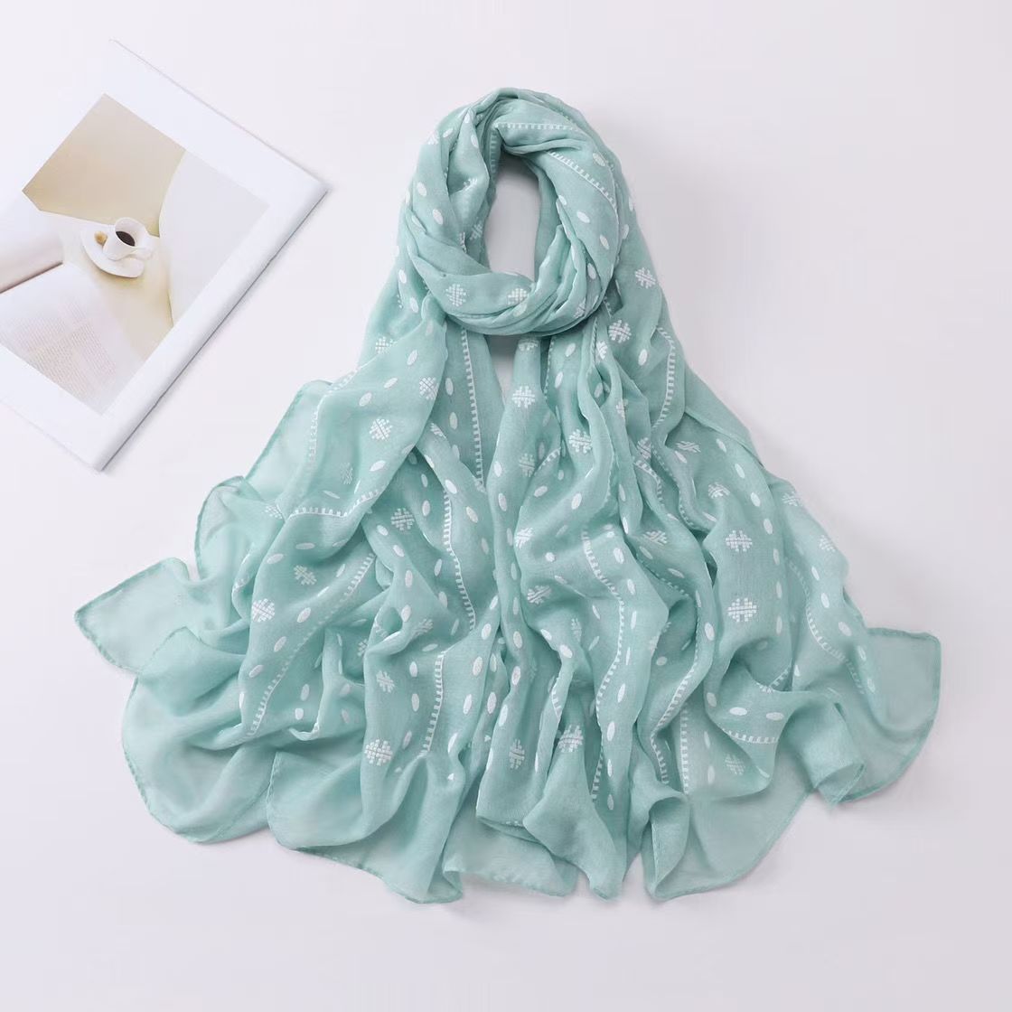 T560 new fashion cotton and linen foam scarf winter spring and autumn gauze scarf literary neck scarf versatile shawl long thin scarf