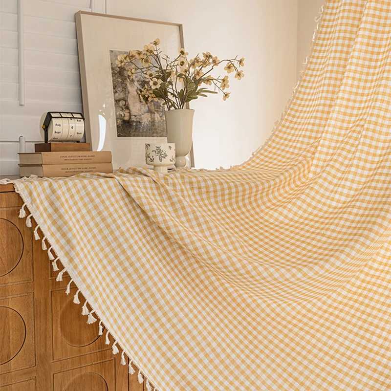 Curtain Christmas Forest Style Tassel Edge Grid Curtains are Suitable for Bedrooms Living Rooms Balconies and Daily Home Decoration 1/2pcs Y251126