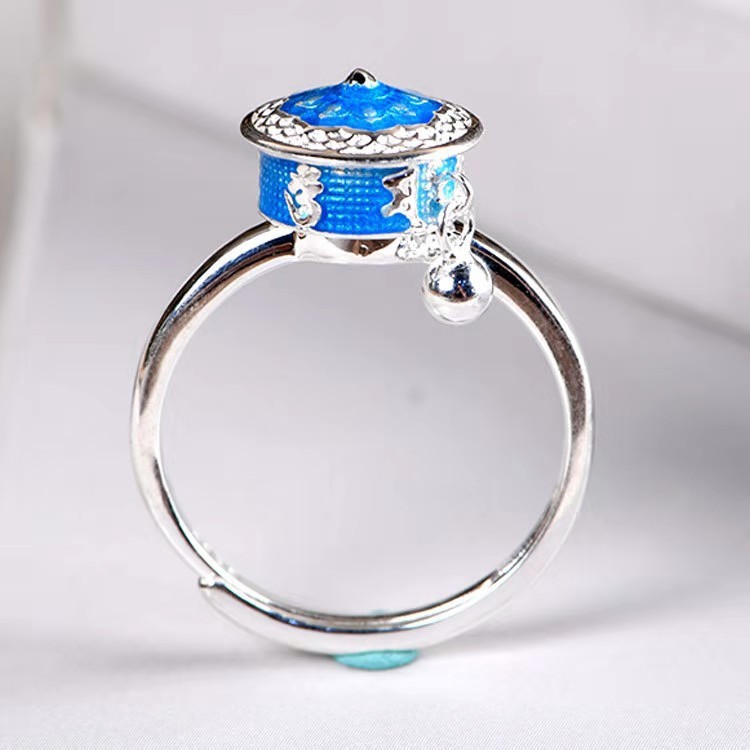 New silver new enamel non inlaid ring Chinese style retro elegant charm women's luxury brand jewelry High quality gold designer diamond ring ring - view 7