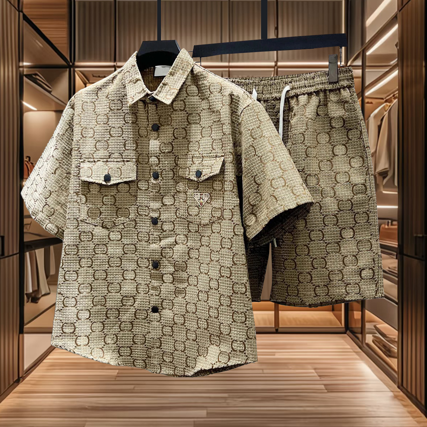 high quality designer mens shirt mens short sleeved shirt mens casual shirt small jacquard letter pattern clothing button top