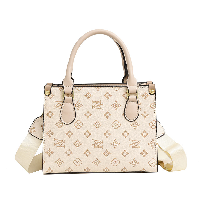Old flower large capacity tote bag letter print fashion one shoulder handbag texture