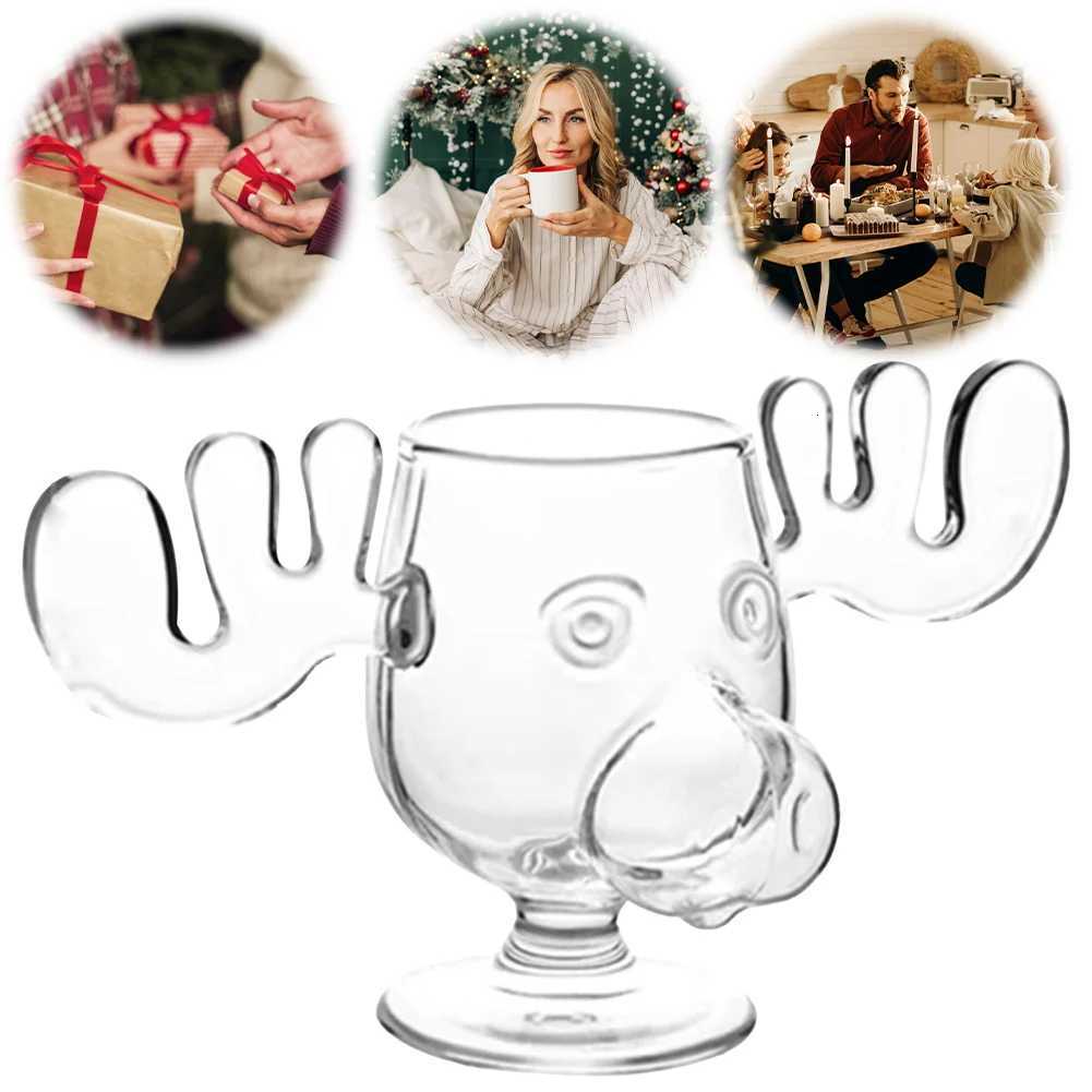 240ml 8oz Christmas Mug Christmas Reindeer Head Creative Elk Glass Milk Glass Wine Beer Water Juice Milk Glass C251126
