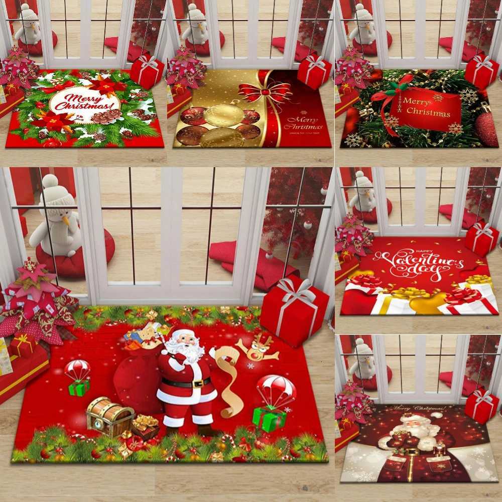 Jolly Santa Christmas Design Doormat Foot Mat for Indoor Outdoor Festive Decor Entry Hall Living Space Kitchen Bedroom Foot MatM251126