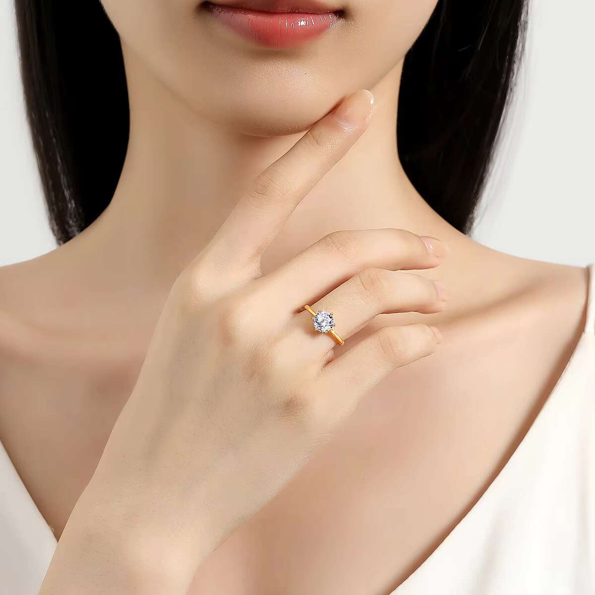 Luxury Gold Jewelry Supplier Woman 1ct 2ct 3ct Moissanite Diamond Hard Hollow 14K Gold Engagement Rings