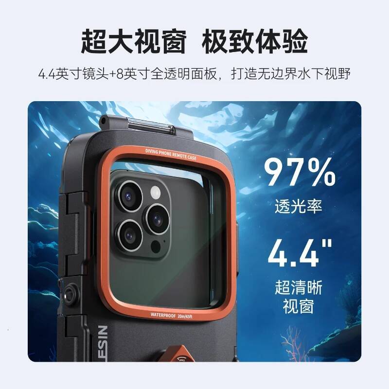TELESIN Waterproof Case Bluetooth Handle for IPhone 17 Pro Huawei Samsung Xiaomi Phone Diving Swimming Snorkeling Photography