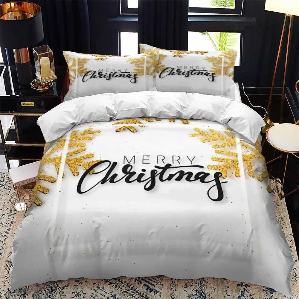 Christmas Christmas Polywster Duvet Cover Set King Queen Size Winter Red Santa Claus Gift Merry Christmas for Boys Girls Teens Bedding Set Y251126