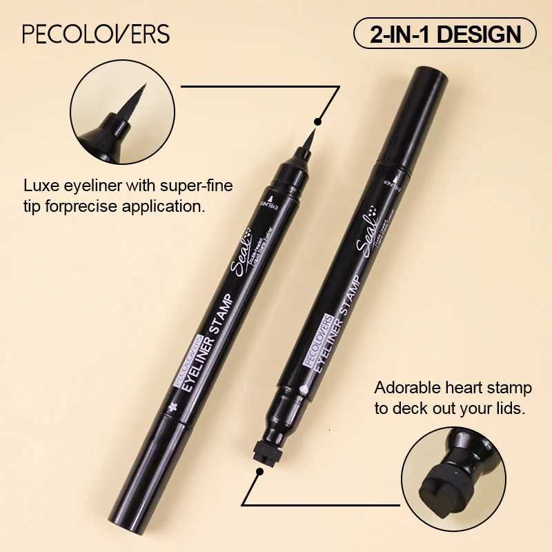 1pcs Black Eyeliner Pen Waterproof Not Blooming Long-lasting Eye Pencil Double Head Moon Star Heart Flower Liquid Eyeliner PenT251126