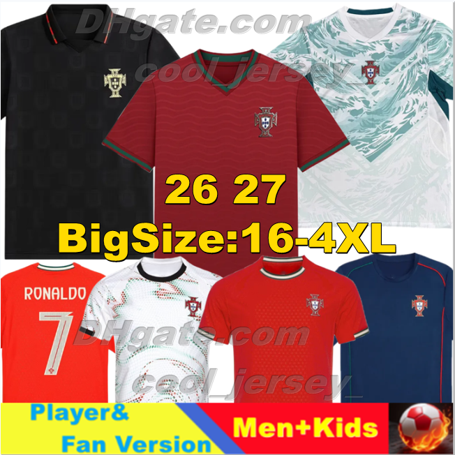 XXXL 4XL 2025 2026 Portuguese Soccer jerseys Long sleeve Portogallo EURO PortugalS Player Version B.FERNANDES 24 25 26 TRINCAO JOAO FELIX R.NEVES DIOGO J. Men Kids Kits