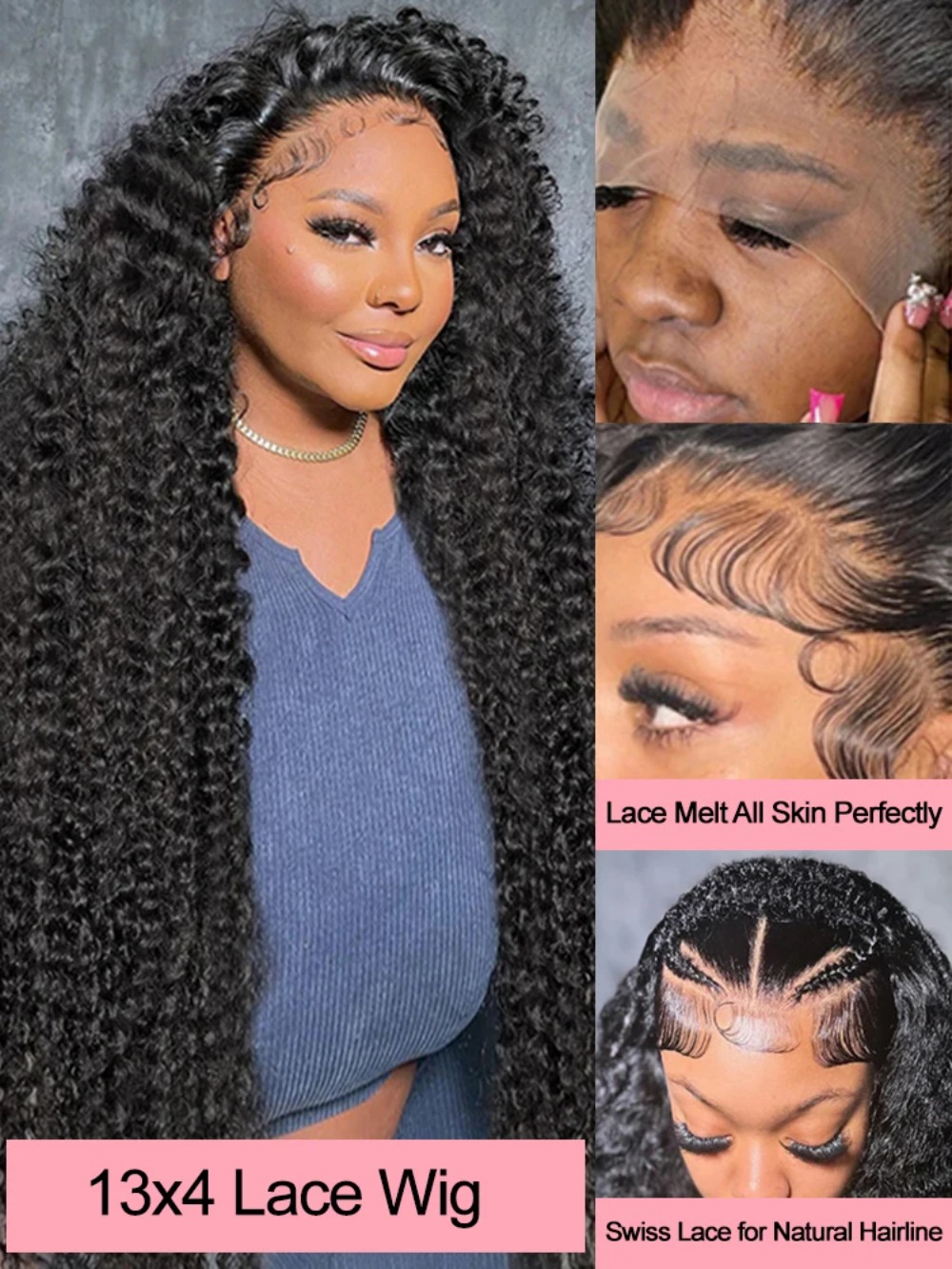 Burmese Kinky Curly Hair Wig Transparent Lace Frontal Brazilian Human Natural Hair Wigs 40 Inch 13x6 HD Glueless Wig Human Hair Ready To Wear