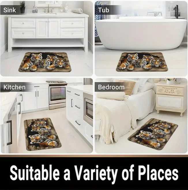 Merry Christmas Doormat Holiday Tree and Santa Claus Bathroom Living Room Bedroom Kitchen Office Holiday Christmas DecorationM251126