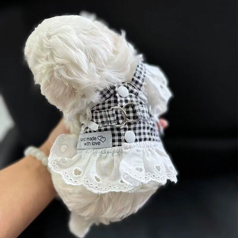 T00067Pet Teddy Schnauzer Pomeranian Teddy Dog Clothes Autumn and Winter Clothes Denim Vest Leash