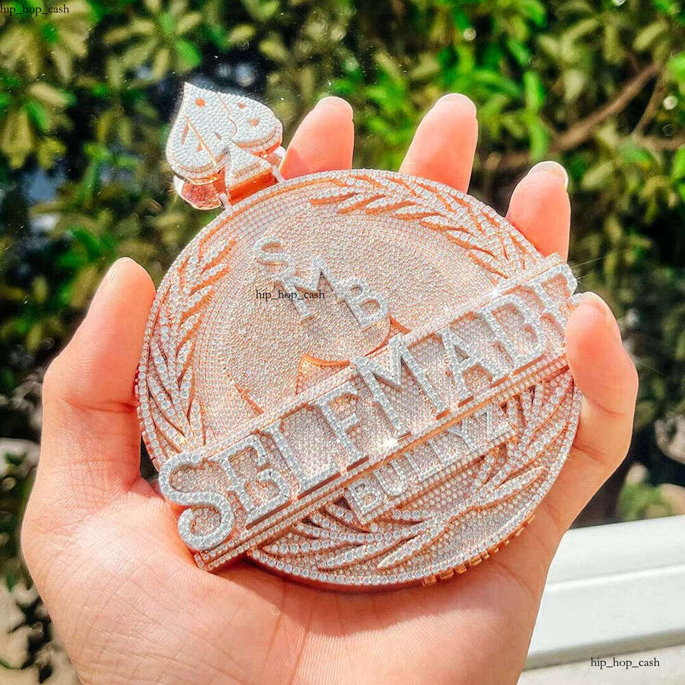 Fine Jewelry Custom Hip Hop 925 Silver Vvs Moissanite Iced Out Name Hand Carved with Rose Gold Plating Pendant