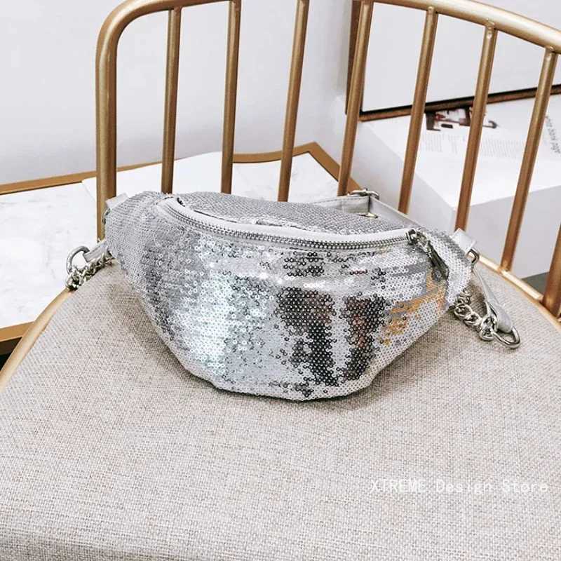 New Fashion Women Glitter Sequin Fanny Pack Waist Bag Chest Pouch Leather Pouch Bum Belts Shoulder Bag Travel Sport Pocket PurseT251126