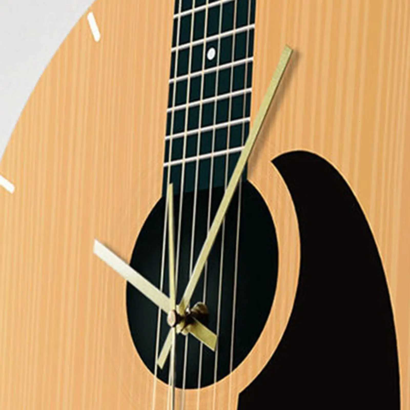 30cm Guitar Wall Clock Music Hanging Instrument Wall Art Home Decor No Ticking for Bedroom Living Room Gift C251126
