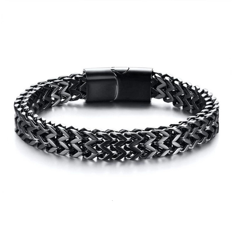 Star Woven Stainless Double Layer Magnet Buckle Men's Titanium Steel Square Punk Chain Bracelet