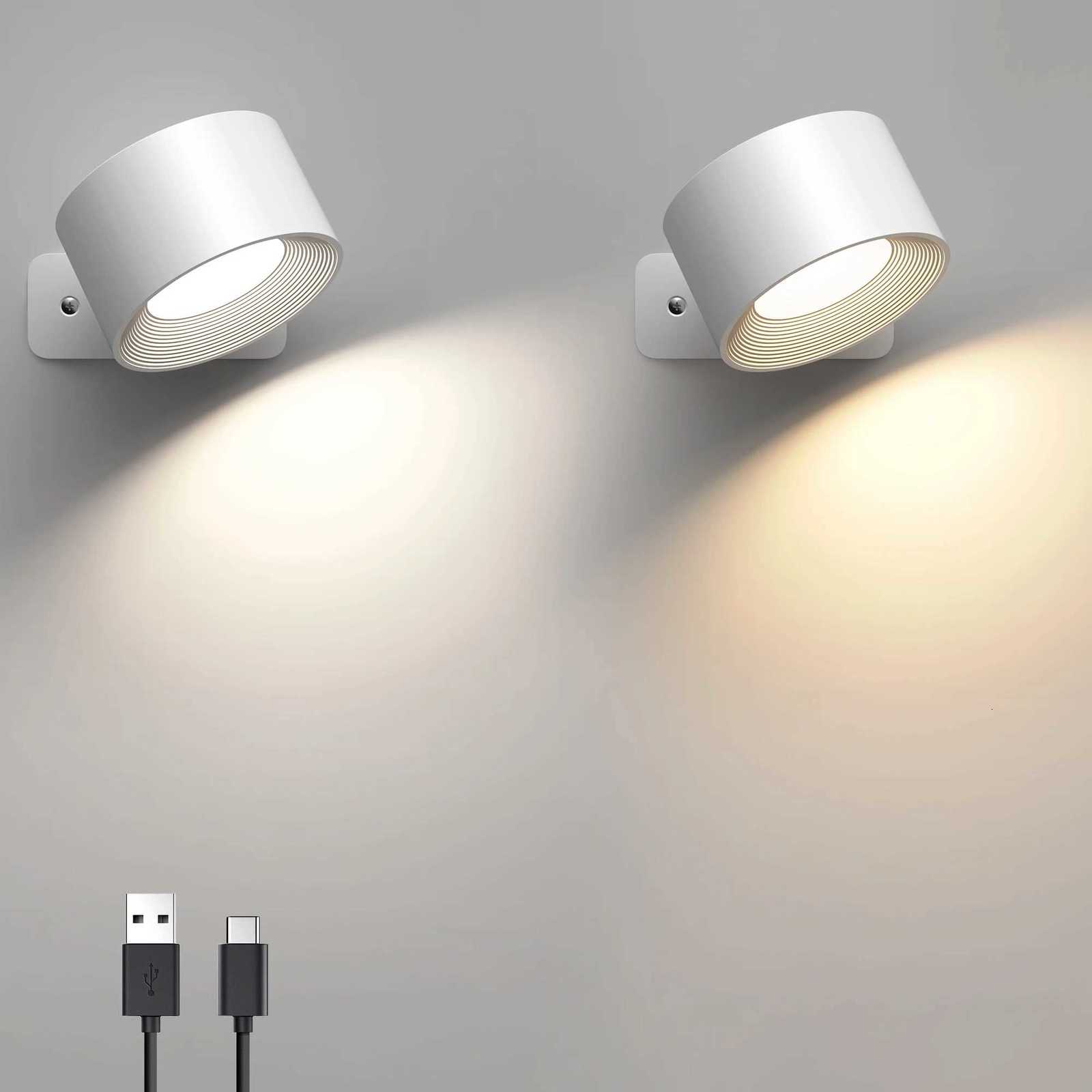 LED Wall Sconces light 3 Brightness Levels 3 Color Modes Wall Lights 2000mAh Battery Operated 360 Rotatable Touch Control M251126