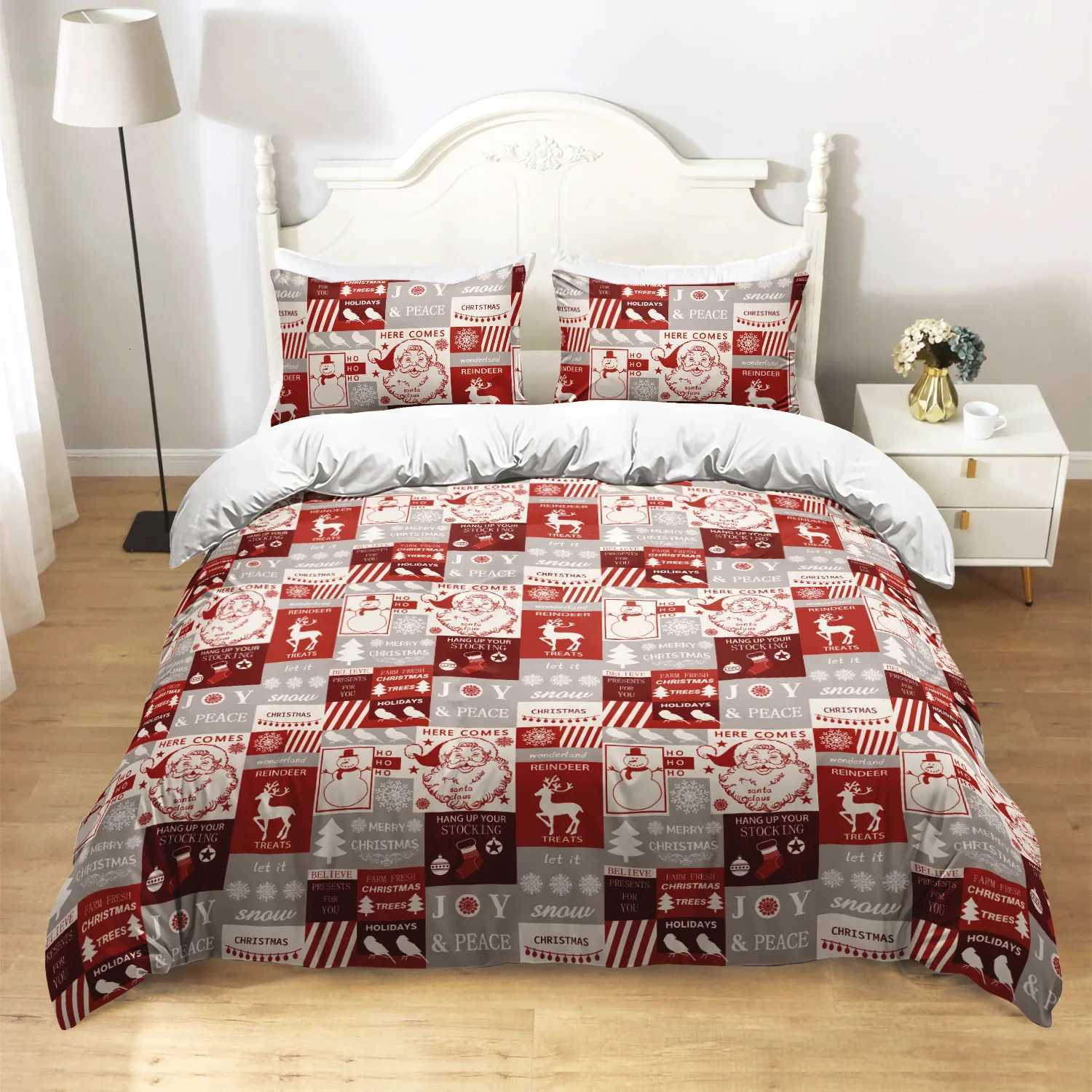 Christmas Christmas stripe Duvet Cover Set Christmas Celebration Winter Bedding Set With Zipper Ties For All Season Double Queen King Y251126
