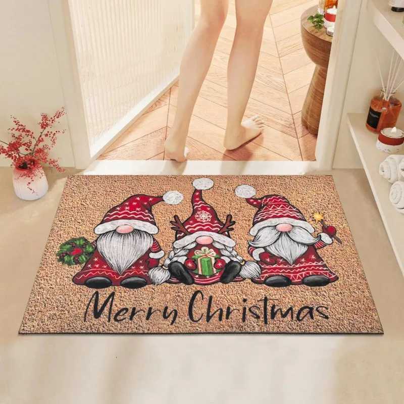 Christmas Carpet Cartoon Dwarf Door Mat Red Santa Claus Floor Mat Holiday Decoration Indoor and Outdoor Foot Mat Absorbent MatM251126