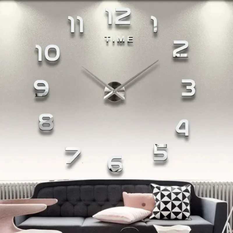 Bedroom Decoration Clock Large 3d Wall Clock Living Room Large Garden Acrylic Mirror Sticker Decoration Art Decor Clocks Digital C251126