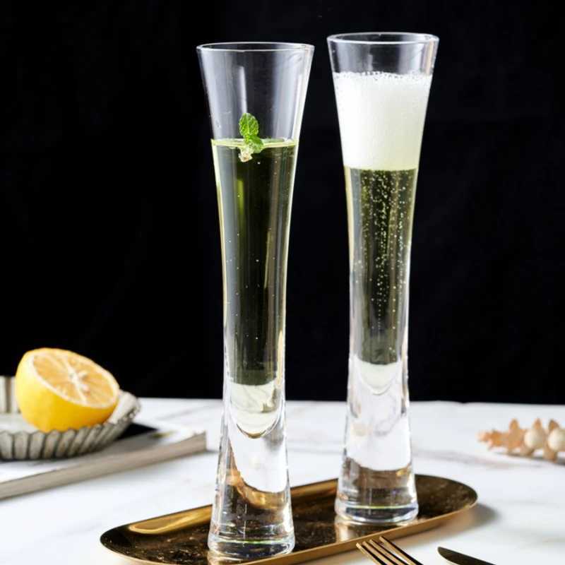 Handleless Champagne Glasses Glitter Flutes Clear Cups Bubble Wine Tulip Cocktail For Bar Party Gift Wedding Bubbly Wine Glasses C251126