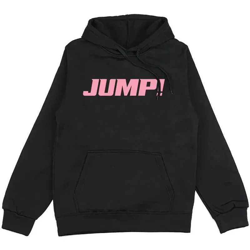 Black and Pink Jump Single Hoodies Korean Girls Band Fashion Sweatshirts Long Sleeve Loose Pocket Pullovers Unisex Streetwear J251136