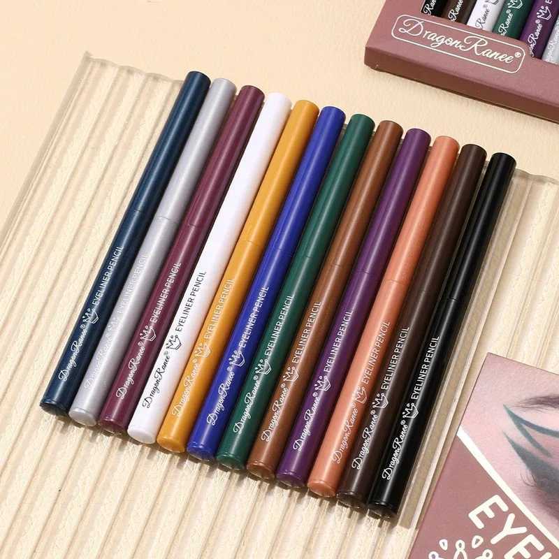 12pcs/box Black Gold Eyeliner Pencil Set Long-Lasting Waterproof Pigment Green Purple Eye Liner Pen Women Colorful Eye CosmeticsT251126