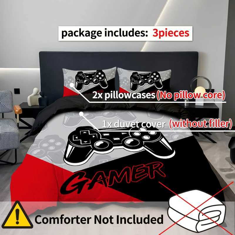 Christmas 3PC Splicing Game Console Bedding Cover Red Black Blue Black 100Polyester 1duvet Cover 2Pillowcases Digital Printing No padding Y251126