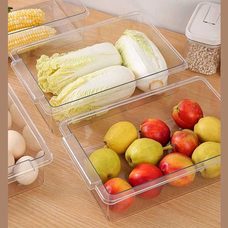 Household Transparent Retractable Refrigerator Storage Box Anti Odor Refrigerator Partition Storage Basket Hanging Storage Box Y251126