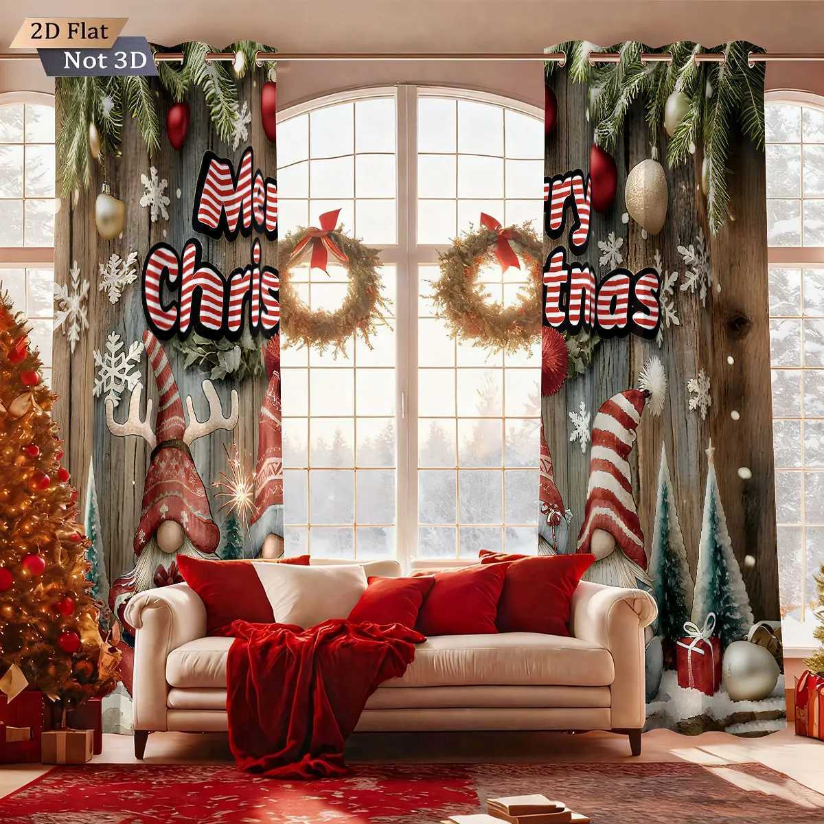 Curtain Christmas 2pcs Merry Christmas goblin print blackout curtains multi size living room insulation holiday decoration easy installation Y251126