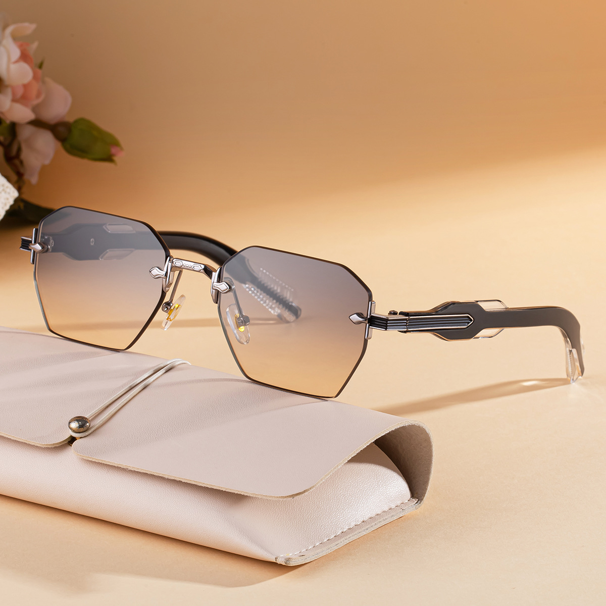 Designer Sunglasses For Women Men Sunglasses Polarized Sunglass Polygonal Frameless Sunglasses Luxury Goggle Pilot Alloy Frame UV400 Eyewear K910